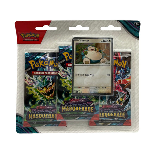 Pokemon Karmesin & Purpur Twilight Masquerade Snorlax 3-Pack Blister (englisch)