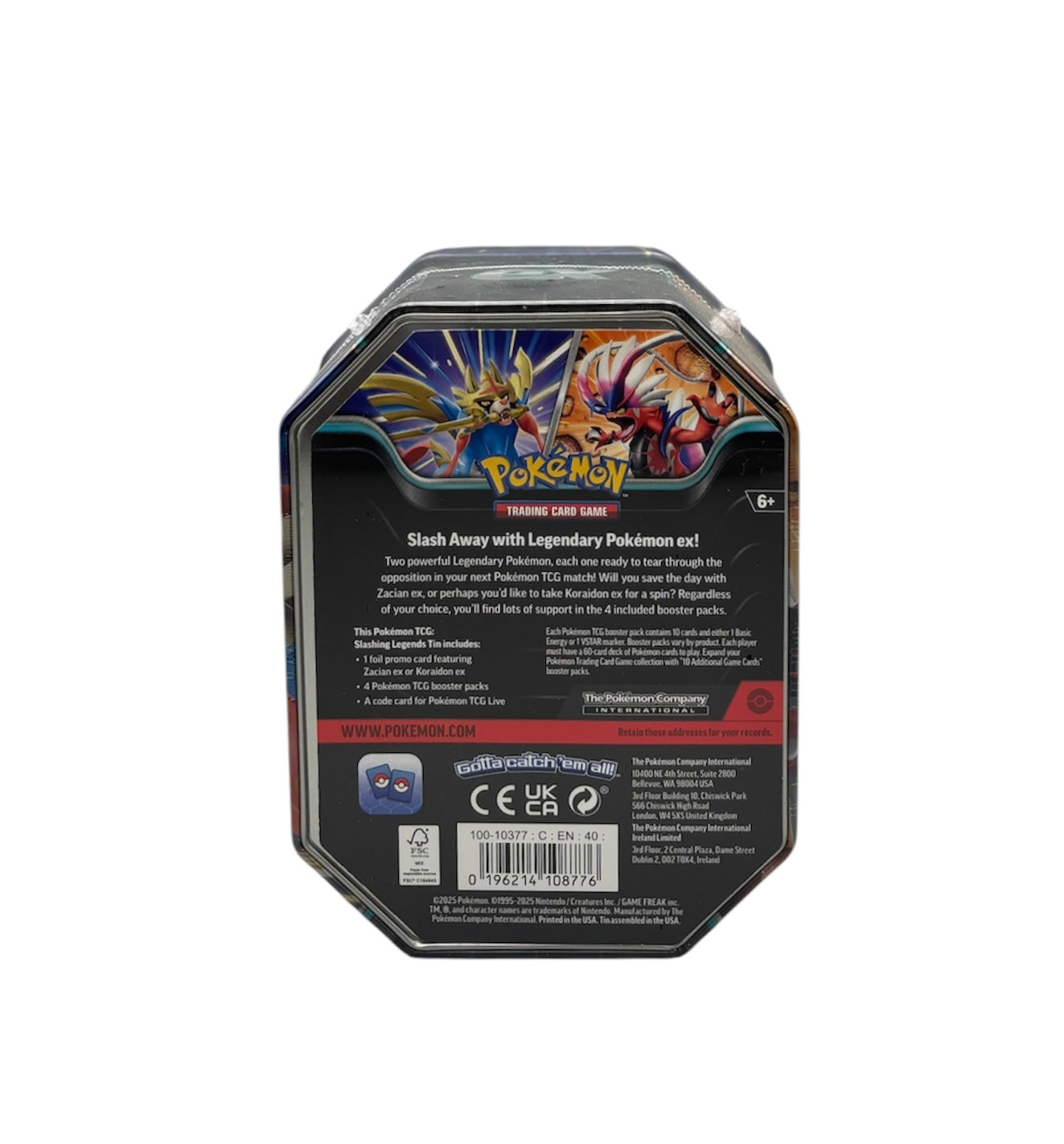 Pokemon Slashing Legends Tins Zacian EX Tin-Box (englisch)