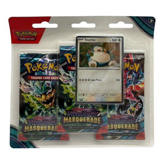 Pokemon Karmesin & Purpur Twilight Masquerade Snorlax 3-Pack Blister (englisch)