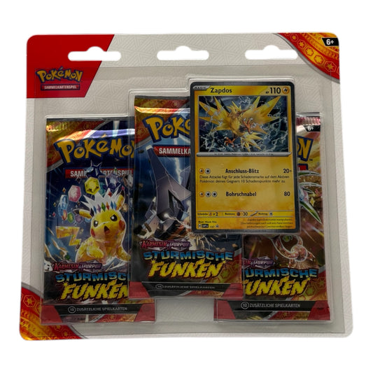 Pokemon Karmesin & Purpur Stürmische Funken Zapdos 3-Pack Blister (deutsch)
