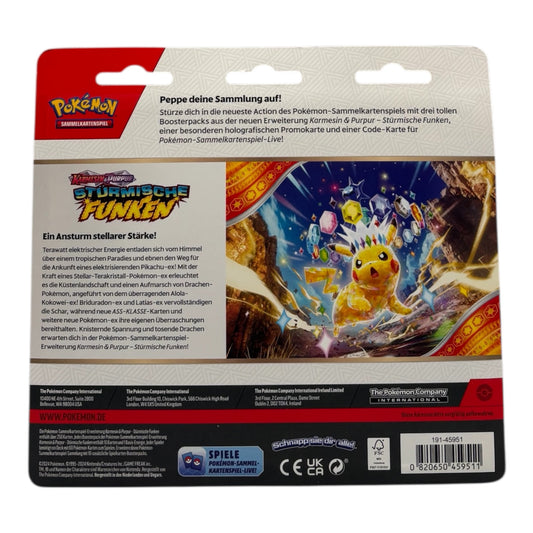 Pokemon Karmesin & Purpur Stürmische Funken Zapdos 3-Pack Blister (deutsch)