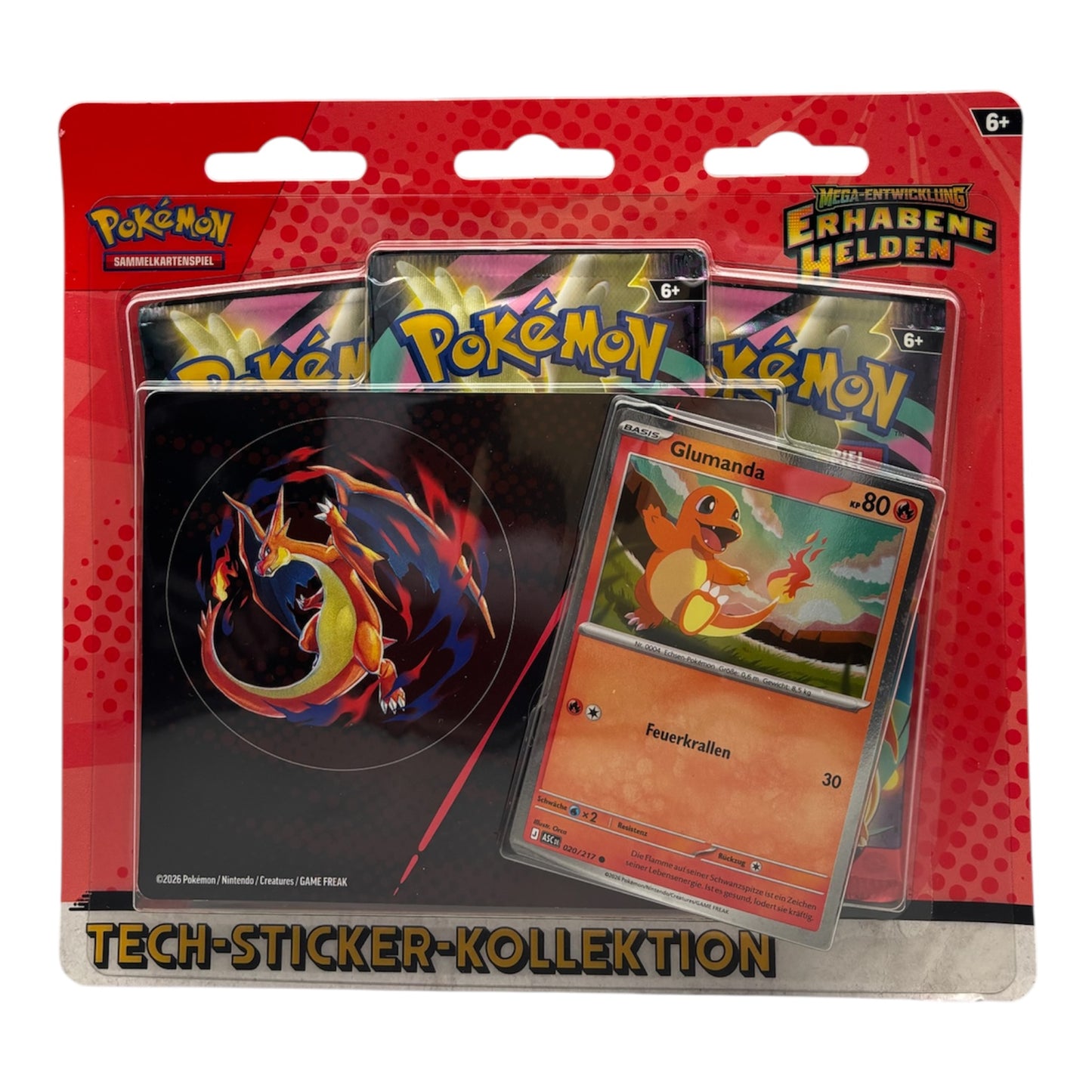 Pokemon Mega Entwicklung Erhabene Helden Tech-Stciker-Kollektion Glumanda (deutsch)