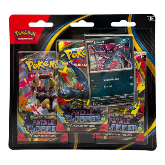 Pokemon Mega Entwicklung Fatale Flammen Sniebel 3-Pack Blister (deutsch)